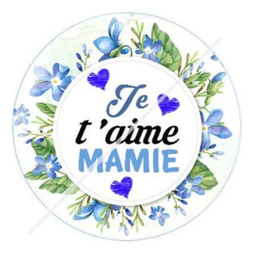 Cabochon résine a coller 25 mm je t'aime mamie 7 