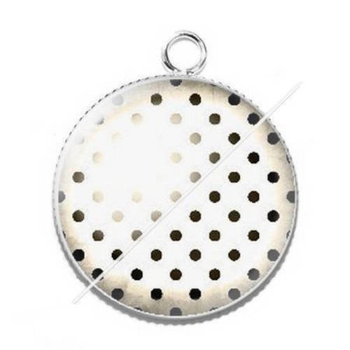 Pendentif cabochon résine pois 9 