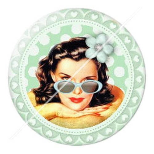 Cabochon résine a coller 25 mm fille vintage pin-up enjoy 7 