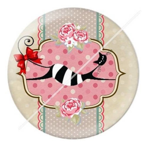 Cabochon résine a coller 25 mm  motifs chat s15 
