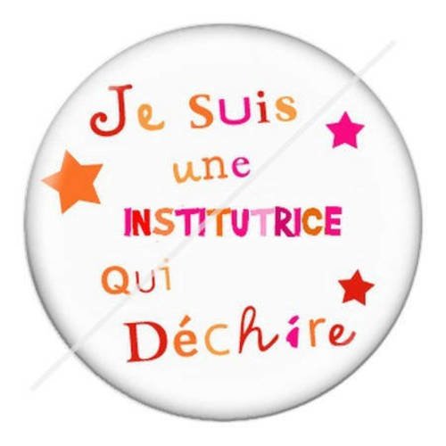Cabochon résine a coller 25 mm pour institutrice instit 5 