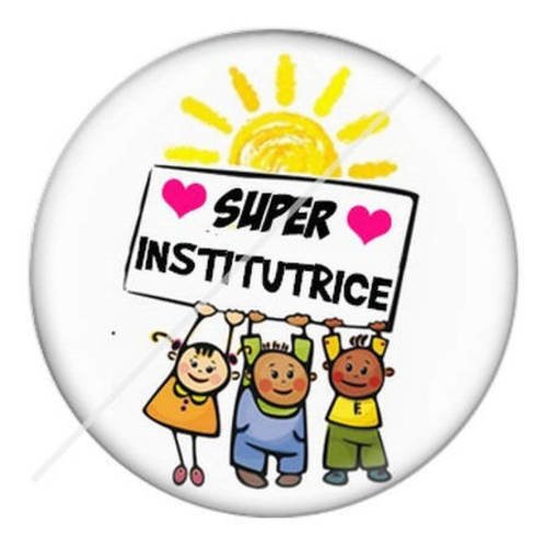 Cabochon résine a coller 25 mm pour institutrice instit 6 