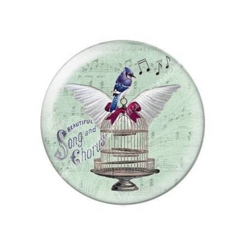 Cabochon résine a coller 25 mm oiseaux musique c25 