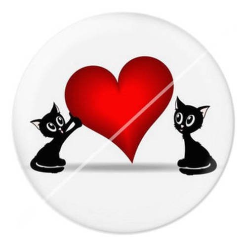 Cabochon résine a coller 25 mm  motifs chat amour coeur 4 