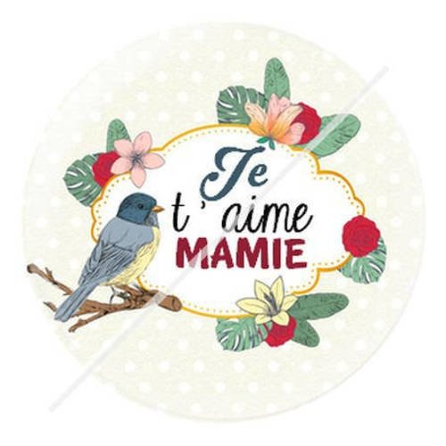 Cabochon résine a coller 25 mm je t'aime mamie 15 