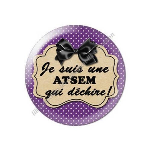 Cabochon résine a coller 25 mm merci atsem s03 