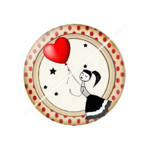 Cabochon résine a coller 25 mm coeur 3 