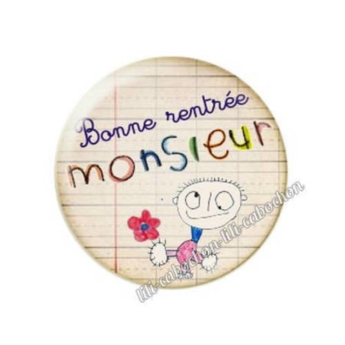 Cabochon résine a coller 25 mm bonne rentrée monsieur 