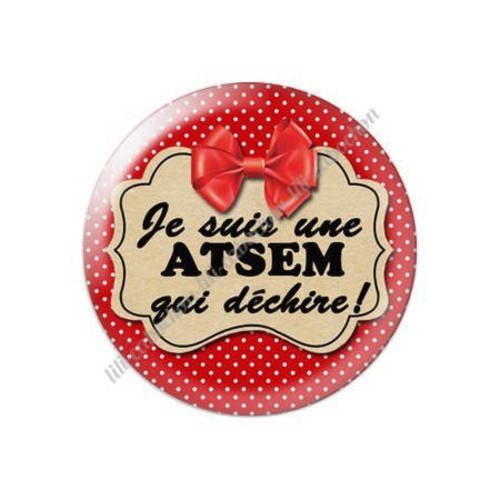 Cabochon résine a coller 25 mm merci atsem s5 