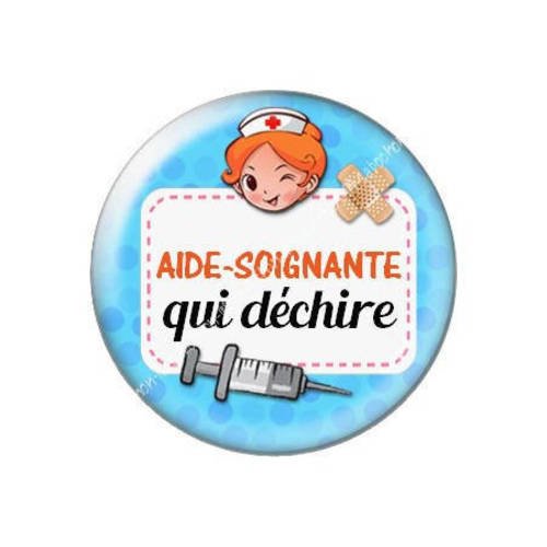 Cabochon résine a coller 25 mm aide soignante qui déchire j16 