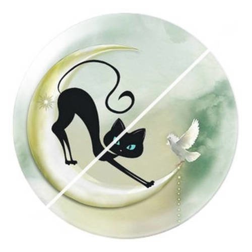 Cabochon résine a coller 25 mm  motifs chat lune 1 