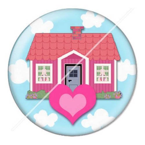 Cabochon résine a coller 25 mm la maison du bonheur 14 