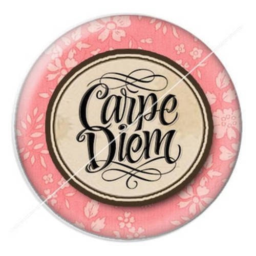 Cabochon résine a coller 25 mm carpe diem 