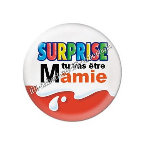 Cabochon résine a coller 25 mm surprise tu vas être mamie