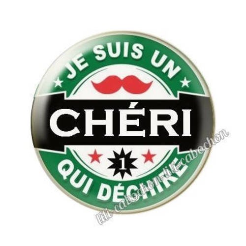 Cabochon résine à coller 25mm chéri