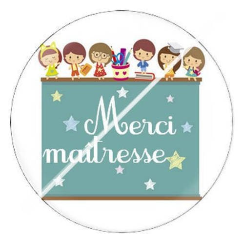 Cabochon résine a coller 25 mm merci maîtresse 7 