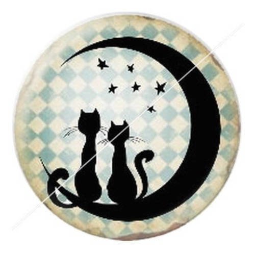 Cabochon résine a coller 25 mm madame et son chat 3 