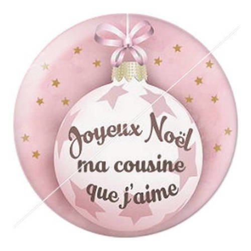 Cabochon résine a coller 25 mm joyeux noël bonnes fêtes ma cousine 