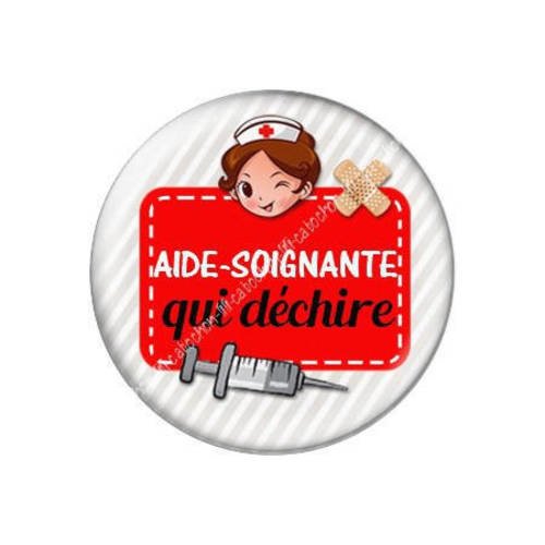 Cabochon résine a coller 25 mm aide soignante qui déchire j17 