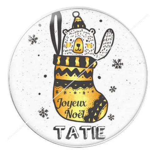 Cabochon résine a coller 25 mm joyeux noël tatie a10 