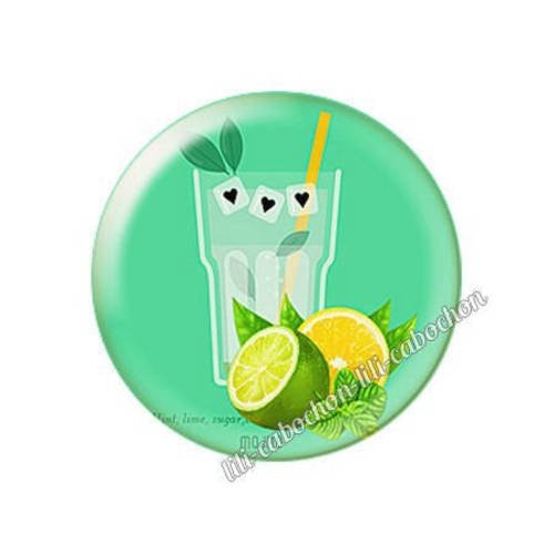Cabochon résine a coller 25 mm mojito 51 
