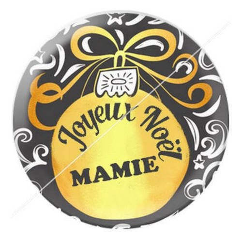 Cabochon résine a coller 25 mm joyeux noël mamie a12 
