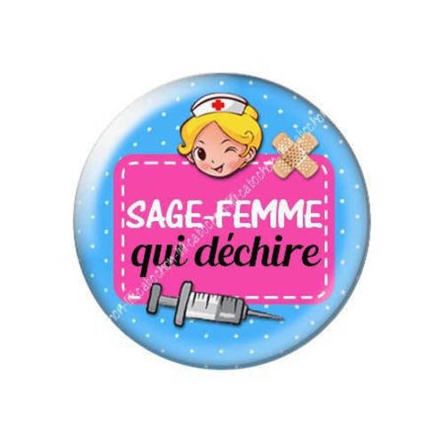 Cabochon résine a coller 25 mm sage-femme j25 