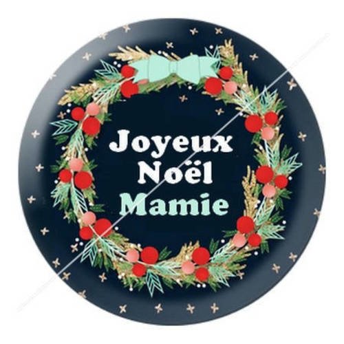 Cabochon résine a coller 25 mm joyeux noël mamie f1 