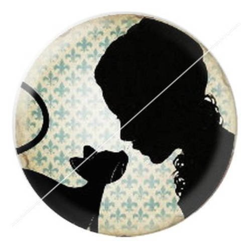 Cabochon résine a coller 25 mm madame et son chat 15 