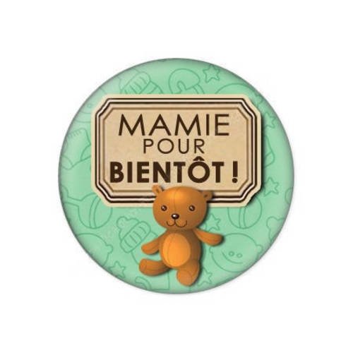 Cabochon résine a coller 25 mm  mamie pour bientôt f65 