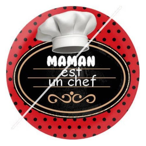 Cabochon résine a coller 25 mm maman est un chef 1 
