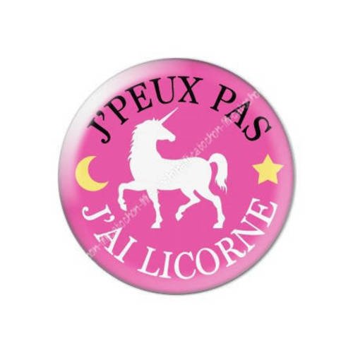 Cabochon résine a coller 25 mm j'peux pas j'ai licorne 38 