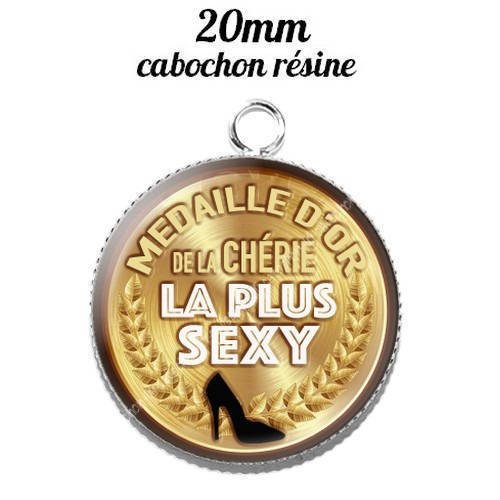 Pendentif cabochon résine 20 mm médaille de la chérie ...1 