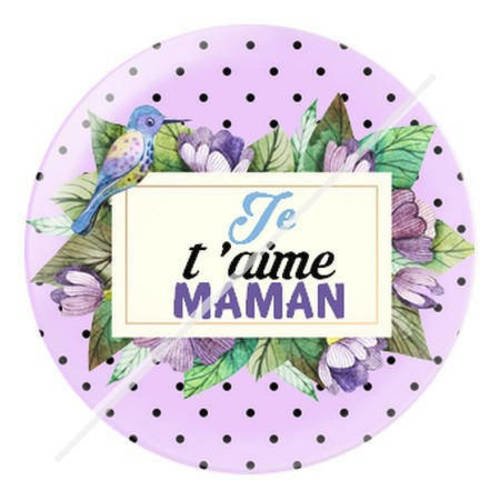 Cabochon résine a coller 25 mm je t'aime maman 6 