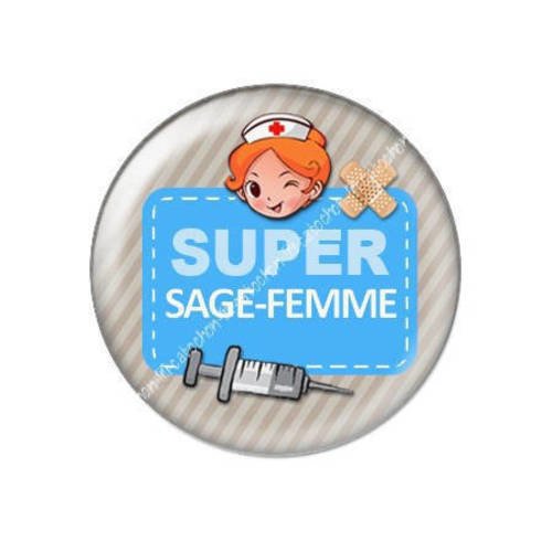 Cabochon résine a coller 25 mm sage-femme j2 