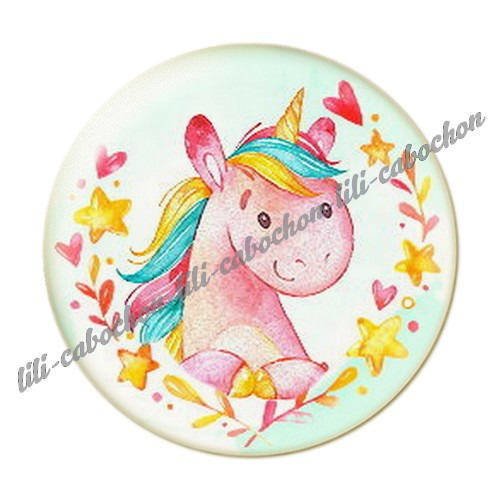 Cabochon résine a coller 25 mm licorne 2 