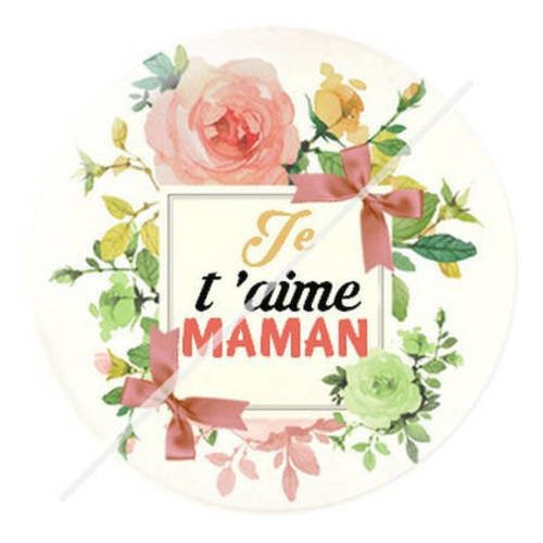 Cabochon résine a coller 25 mm je t'aime maman 13 