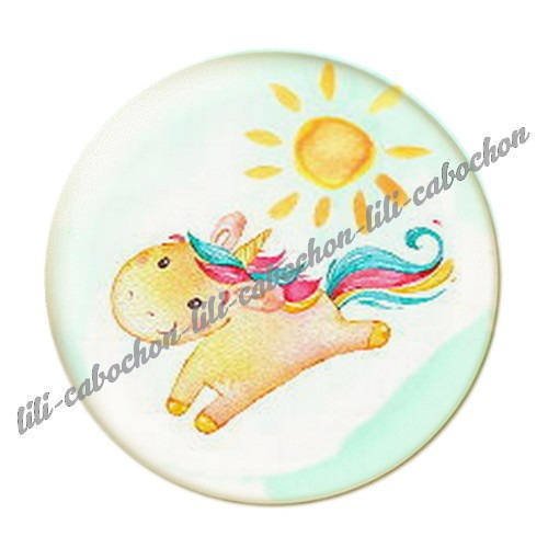 Cabochon résine a coller 25 mm licorne 9 