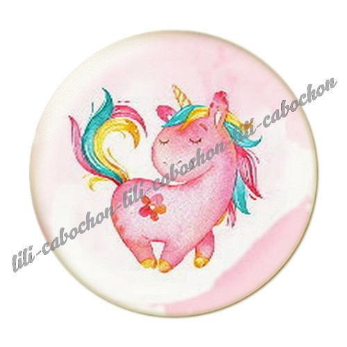 Cabochon résine a coller 25 mm licorne 5 