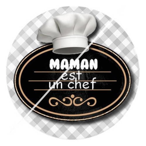Cabochon résine a coller 25 mm maman est un chef 7 