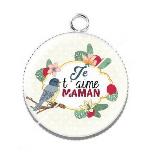 Cabochon résine a coller 25 mm je t'aime maman 15 