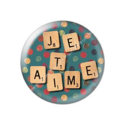 Cabochon résine a coller 25 mm saint valentin je t'aime 19 