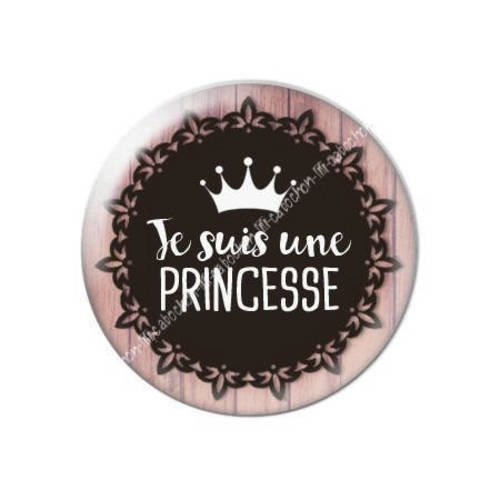 Cabochon résine a coller 25 mm je suis une princesse 3 