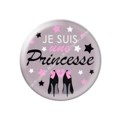 Cabochon résine a coller 25 mm je suis une princesse 6 