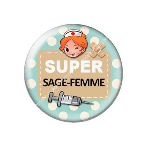 Cabochon résine a coller 25 mm sage-femme j8 