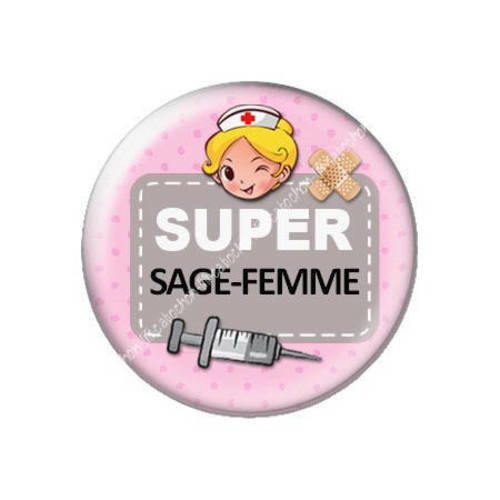 Cabochon résine a coller 25 mm sage-femme j9 