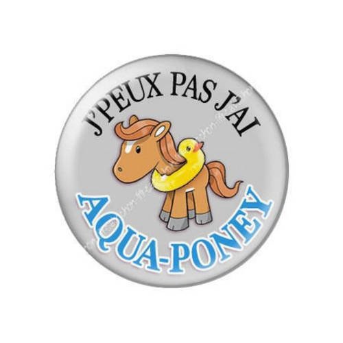 Cabochon résine a coller 25 mm j'peux pas j'ai aqua-poney 23 