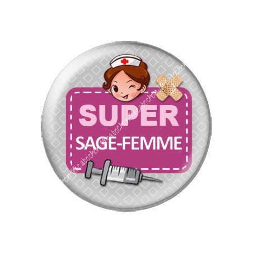 Cabochon résine a coller 25 mm sage-femme j12 