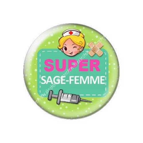 Cabochon résine a coller 25 mm sage-femme j13 