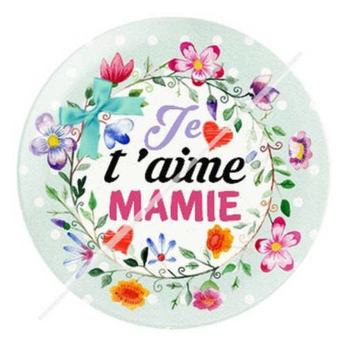 Cabochon résine a coller 25 mm je t'aime mamie 5 